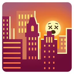 sunset and face with crossed-out eyes