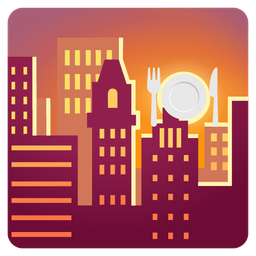 sunset and fork and knife with plate