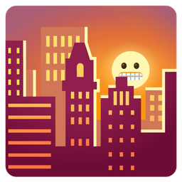 sunset and grimacing face