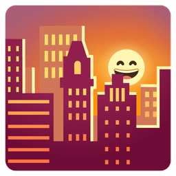 Sunset and Grinning face with smiling eyes