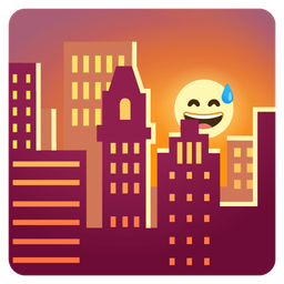 Sunset and Grinning face with sweat