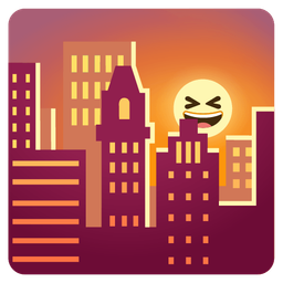 Sunset and Grinning squinting face