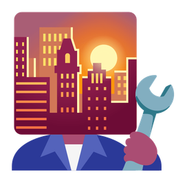 sunset and hammer and wrench