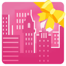 sunset and heart with ribbon