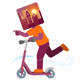 sunset and kick scooter