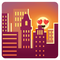 Sunset and Smiling face with heart-eyes