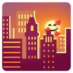 Sunset and Smiling face with hearts