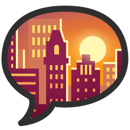 sunset and speech balloon