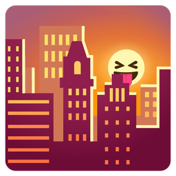 Sunset and Squinting face with tongue