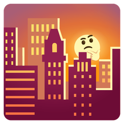 sunset and thinking face