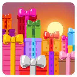 sunset and wrapped gift