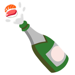 Sushi and Bottle with popping cork