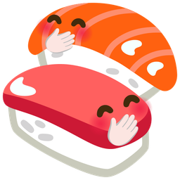 Sushi and Face with hand over mouth