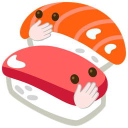 Sushi and Face with open eyes and hand over mouth