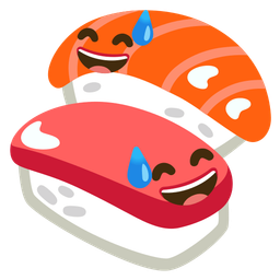 Sushi and Grinning face with sweat
