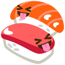 Sushi and Squinting face with tongue