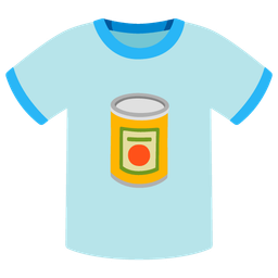 t-shirt and canned food