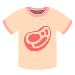 t-shirt and cut of meat