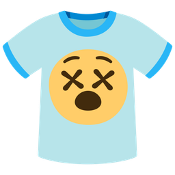 t-shirt and face with crossed-out eyes