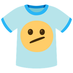 t-shirt and face with diagonal mouth