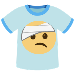t-shirt and face with head-bandage