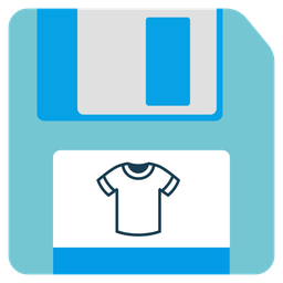 t-shirt and floppy disk