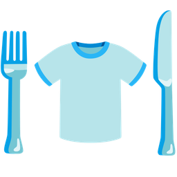 t-shirt and fork and knife with plate