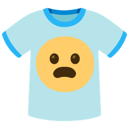 t-shirt and frowning face with open mouth