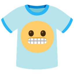 t-shirt and grimacing face