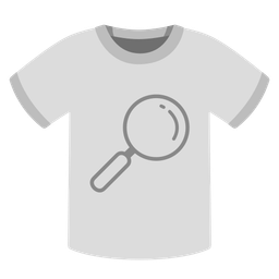 t-shirt and magnifying glass tilted right