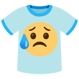 t-shirt and sad but relieved face