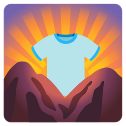 t-shirt and sunrise over mountains