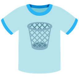 t-shirt and wastebasket