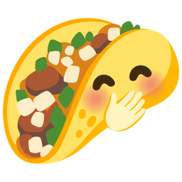 taco and face with hand over mouth