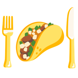 taco and fork and knife with plate