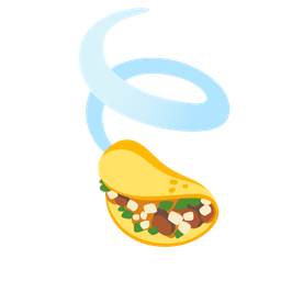 taco and leaf fluttering in wind