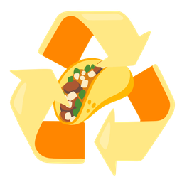 taco and recycling symbol