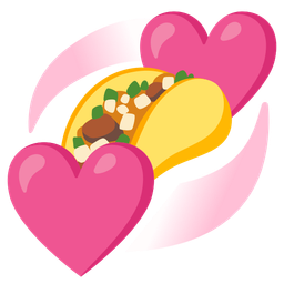 taco and revolving hearts