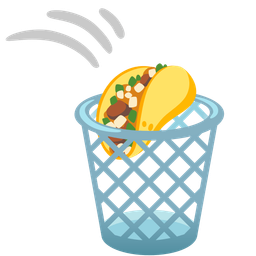 taco and wastebasket