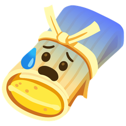 tamale and anxious face with sweat