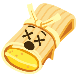 tamale and face with crossed-out eyes