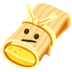 tamale and face with diagonal mouth