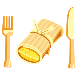 tamale and fork and knife with plate