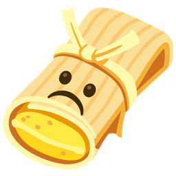 tamale and frowning face