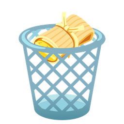 tamale and wastebasket