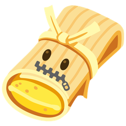 tamale and zipper-mouth face