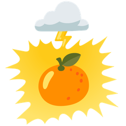 tangerine and cloud with lightning