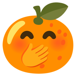 tangerine and face with hand over mouth