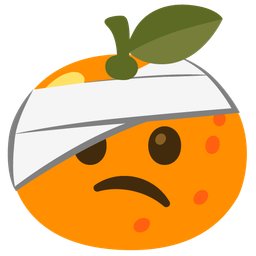 tangerine and face with head-bandage