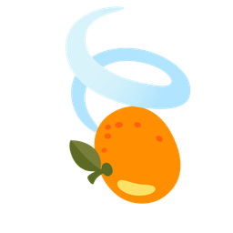 tangerine and leaf fluttering in wind